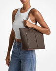 Jet Set Medium Logo Pocket Tote Bag (BROWN)