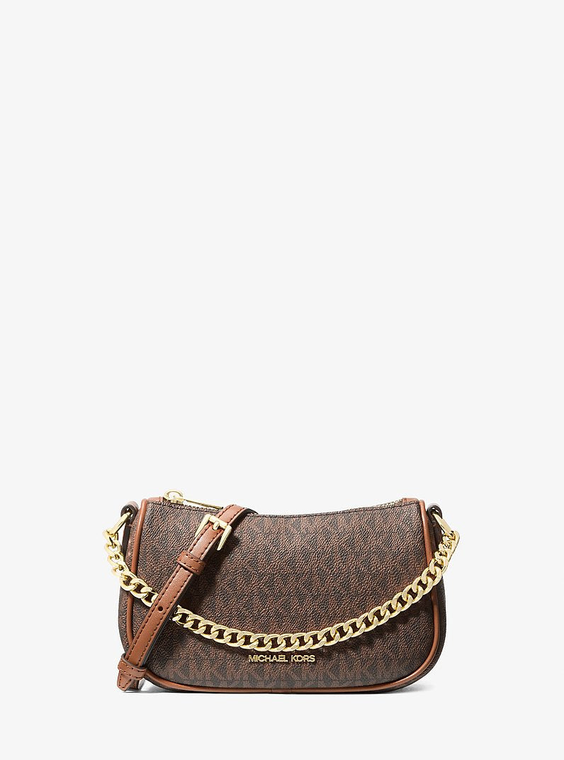 Carmela Small Signature Logo Convertible Crossbody Bag (BROWN)