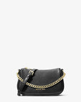 Carmela Small Pebbled Leather Convertible Crossbody Bag (BLACK)