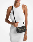 Carmela Small Pebbled Leather Convertible Crossbody Bag (BLACK)
