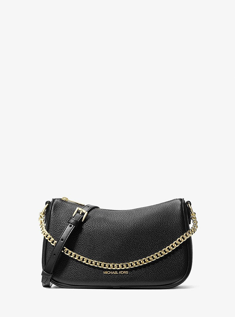 Carmela Medium Pebbled Leather Convertible Crossbody Bag (BLACK)