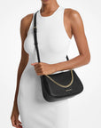 Carmela Medium Pebbled Leather Convertible Crossbody Bag (BLACK)