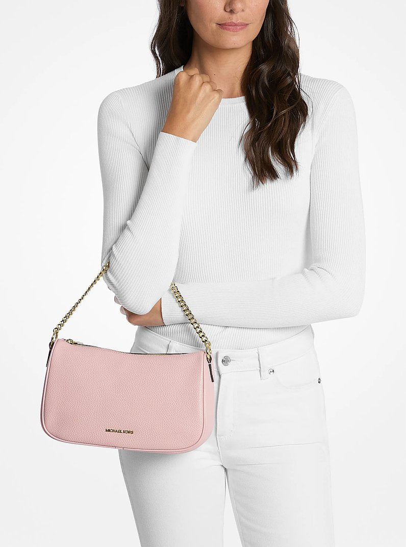 Carmela Medium Pebbled Leather Convertible Crossbody Bag (POWDER BLUSH)