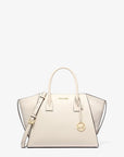 Avril Large Leather and Suede Satchel (LT CREAM)