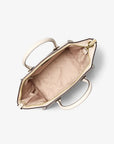 Avril Large Leather and Suede Satchel (LT CREAM)
