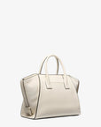 Avril Large Leather and Suede Satchel (LT CREAM)