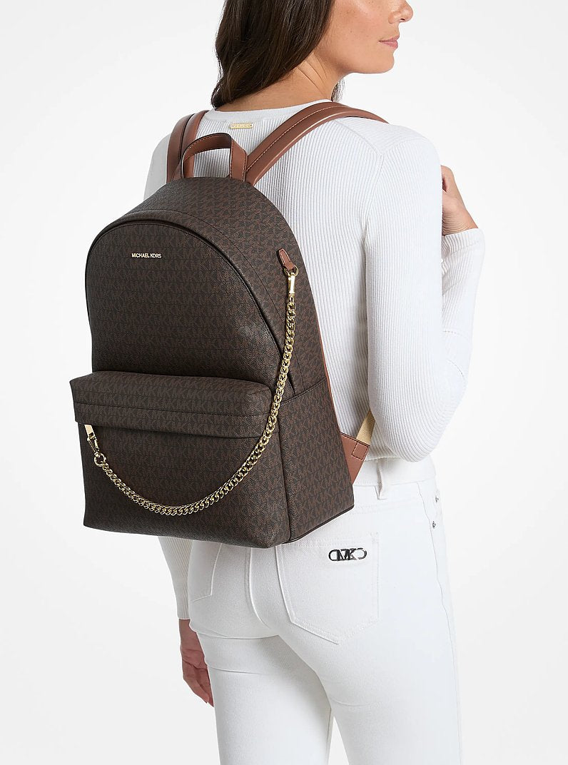 Slater Large Signature Logo Backpack (BROWN)