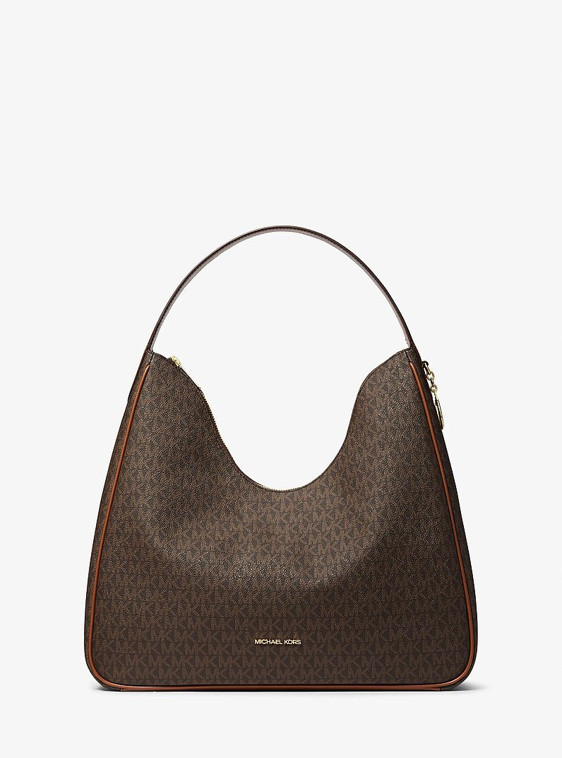 Nayla Medium Signature Logo Shoulder Bag (BROWN)