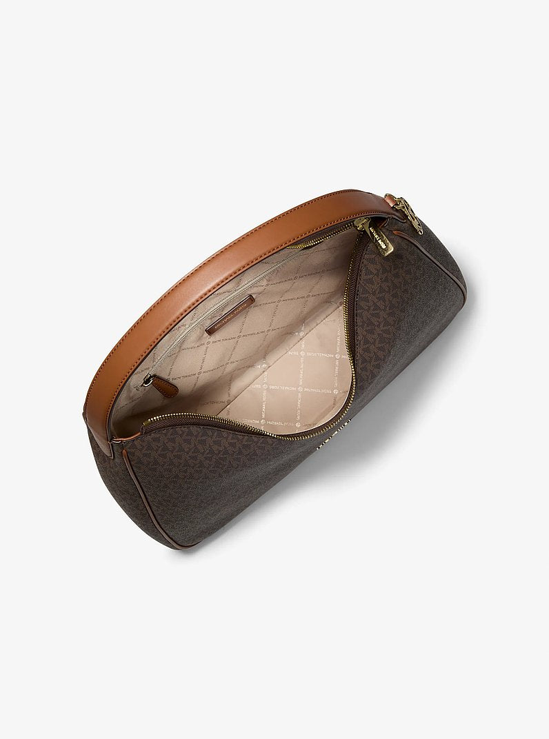 Nayla Medium Signature Logo Shoulder Bag (BROWN)