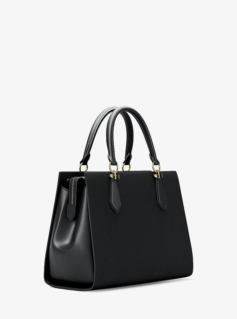 Marilyn Medium Saffiano Leather Satchel (BLACK)