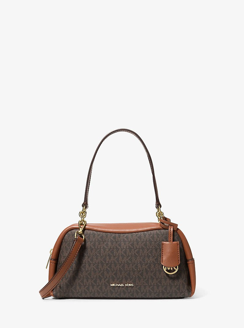 Cecily Small Signature Logo Shoulder Bag (BROWN)