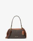Cecily Small Signature Logo Shoulder Bag (BROWN)