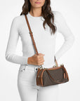 Cecily Small Signature Logo Shoulder Bag (BROWN)