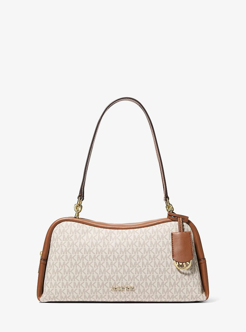 Cecily Medium Signature Logo Shoulder Bag (VANILLA)