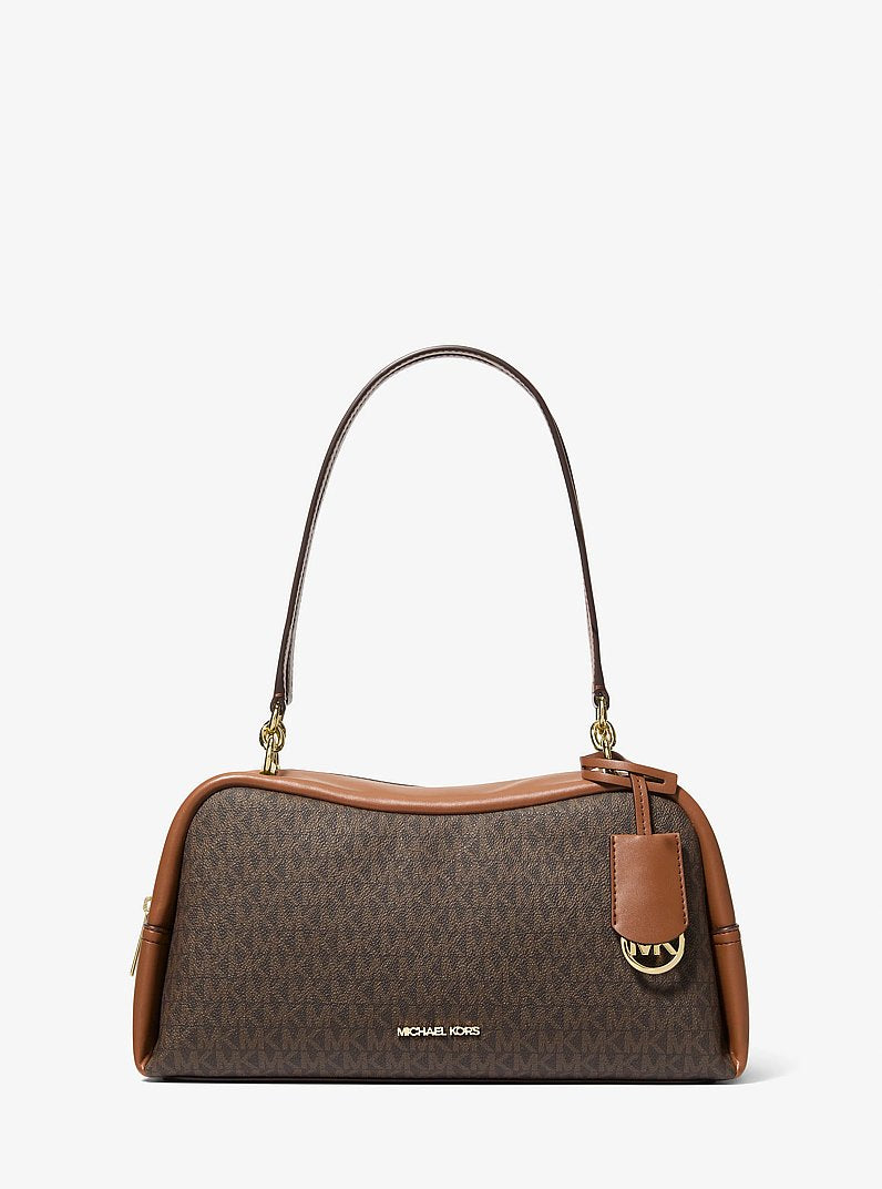 Cecily Medium Signature Logo Shoulder Bag (BROWN)