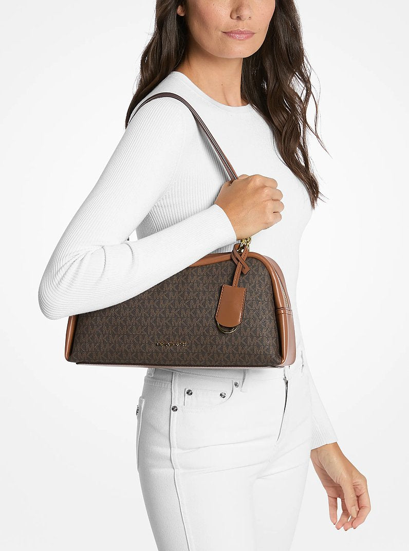 Cecily Medium Signature Logo Shoulder Bag (BROWN)