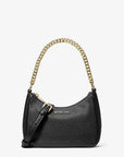 Jet Set Travel Small Pebbled Leather Convertible Crossbody Bag (BLACK)