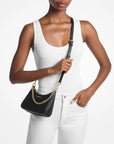 Jet Set Travel Small Pebbled Leather Convertible Crossbody Bag (BLACK)