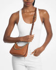 Jet Set Travel Small Pebbled Leather Convertible Crossbody Bag (LUGGAGE)