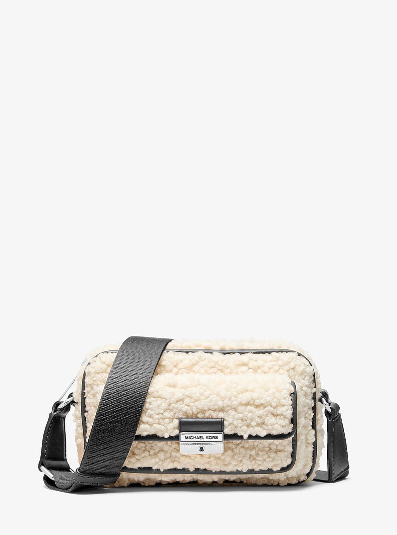 Bradshaw Extra-Small Faux Shearling Camera Crossbody Bag (BLACK)