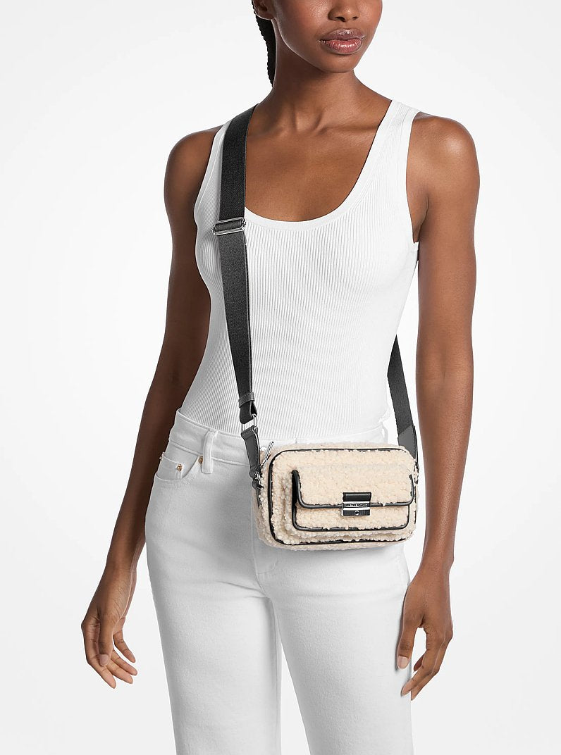 Bradshaw Extra-Small Faux Shearling Camera Crossbody Bag (BLACK)