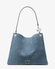 Christina Large Suede Shoulder Bag (DENIM)