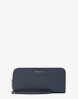 Large Pebbled Leather Continental Wallet (NAVY)