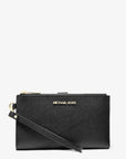 Jet Set Large Leather Smartphone Wristlet Wallet (BLACK)