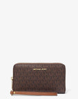 Jet Set Signature Logo Smartphone Wristlet (BROWN)