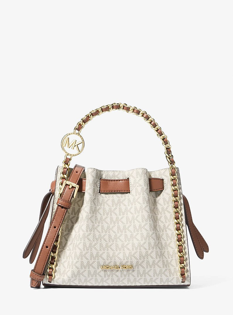 Mina Small Signature Logo Chain Crossbody Bag (VANILLA)
