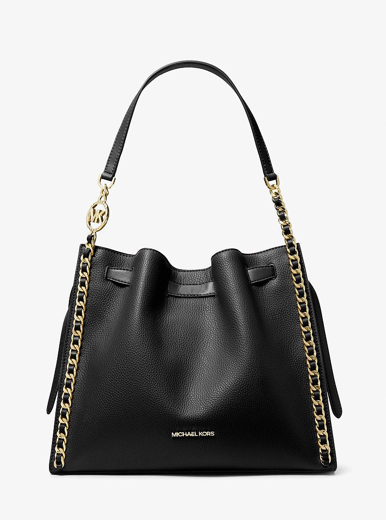 Mina Large Chain Shoulder Bag (BLACK)