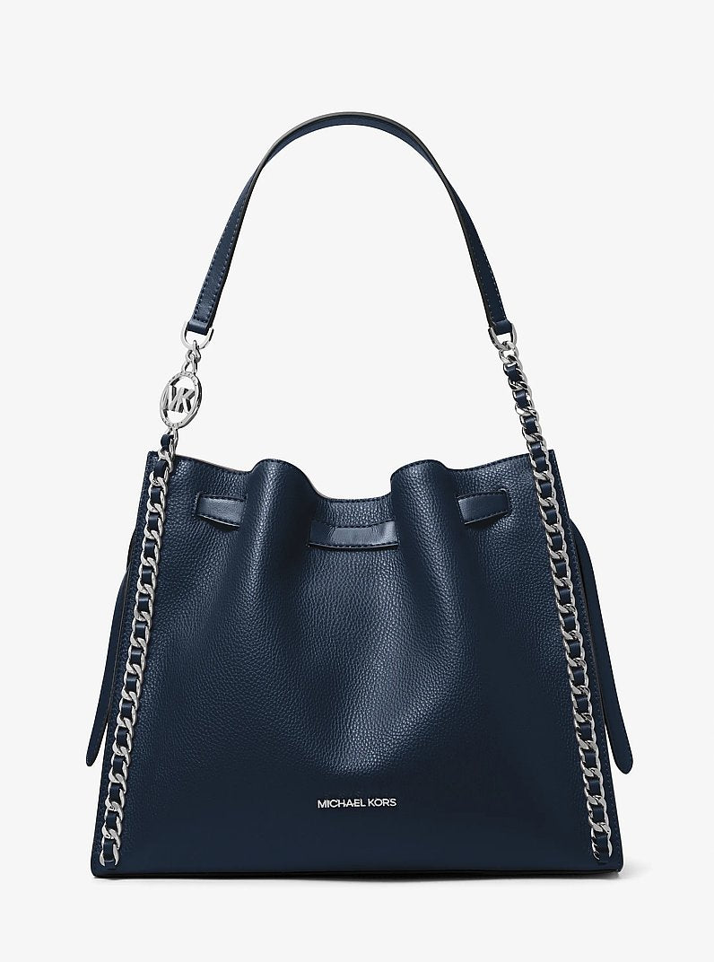 Mina Large Chain Shoulder Bag (NAVY)