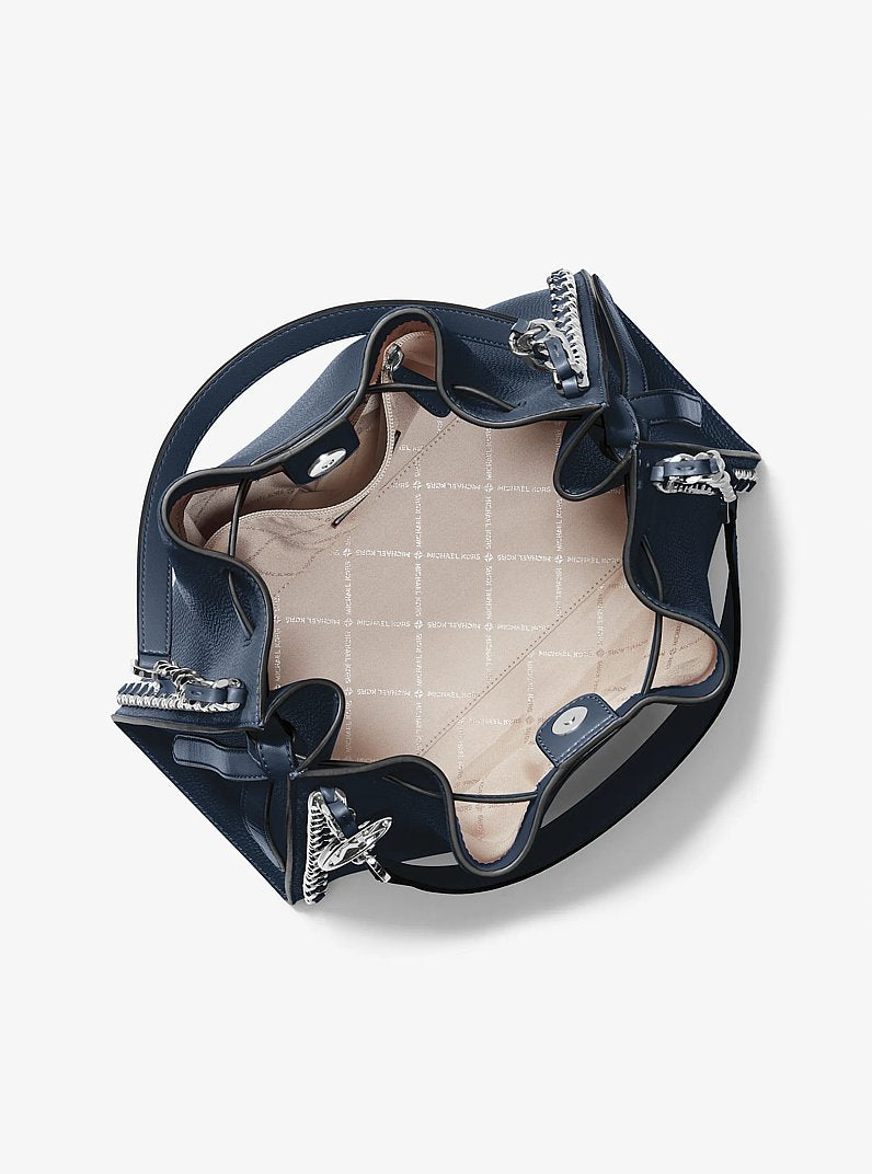 Mina Large Chain Shoulder Bag (NAVY)