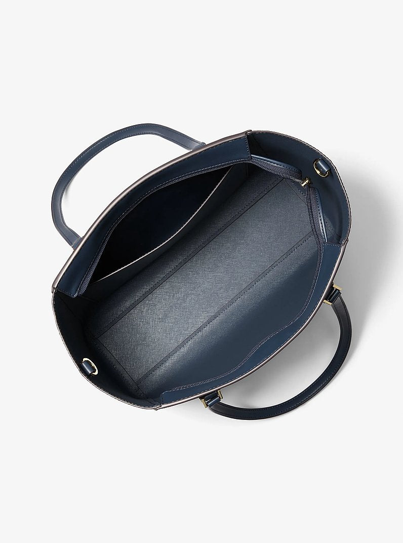 Charlotte Large Saffiano Leather 3-in-1 Tote Bag (NAVY)
