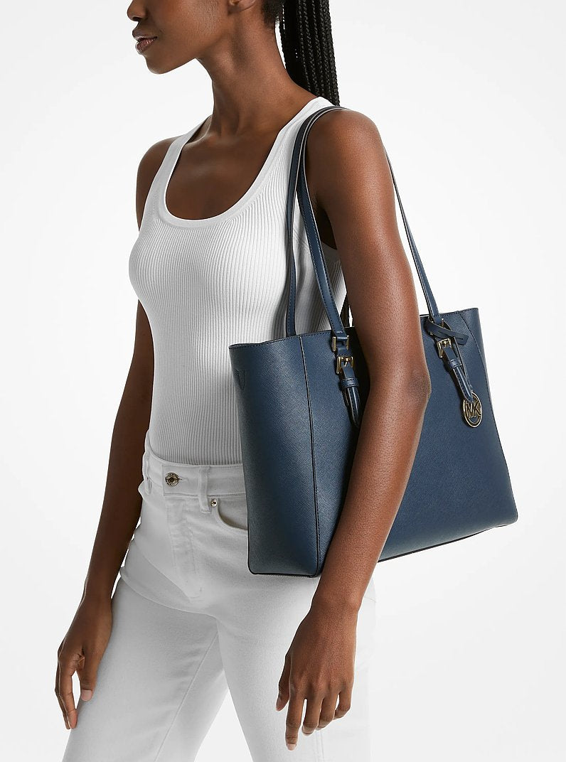 Charlotte Large Saffiano Leather 3-in-1 Tote Bag (NAVY)