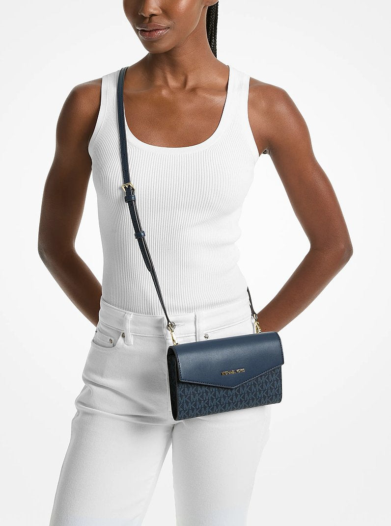 Charlotte Large Saffiano Leather 3-in-1 Tote Bag (NAVY)