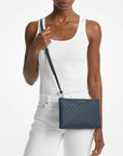 Charlotte Large Saffiano Leather 3-in-1 Tote Bag (NAVY)