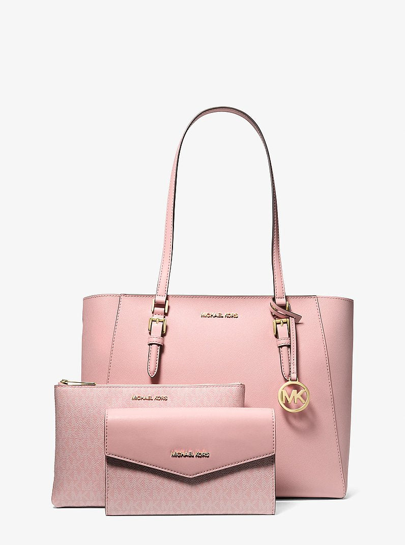 Charlotte Large Saffiano Leather 3-in-1 Tote Bag (POWDER BLUSH)