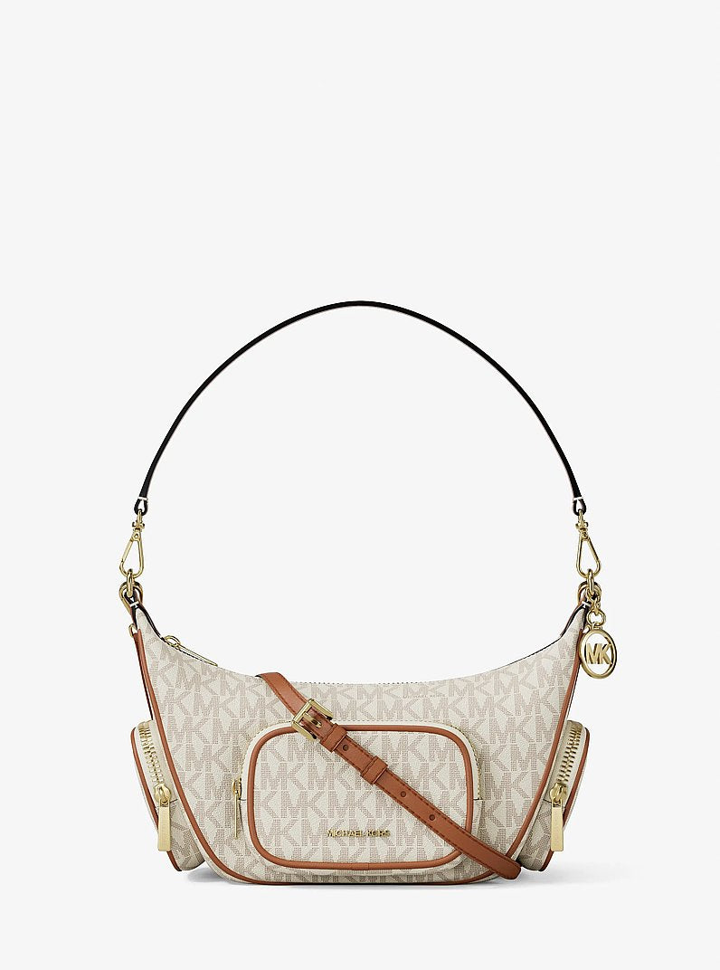 Merritt Small Signature Logo Convertible Shoulder Bag (VANILLA)