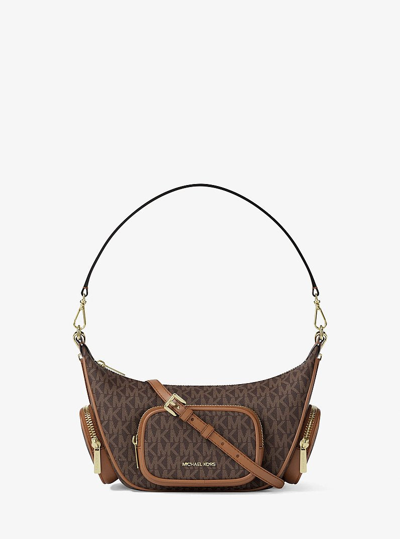Merritt Small Signature Logo Convertible Shoulder Bag (BROWN)