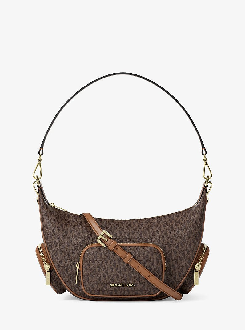 Merritt Medium Signature Logo Convertible Shoulder Bag (BROWN)