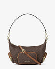 Merritt Medium Signature Logo Convertible Shoulder Bag (BROWN)