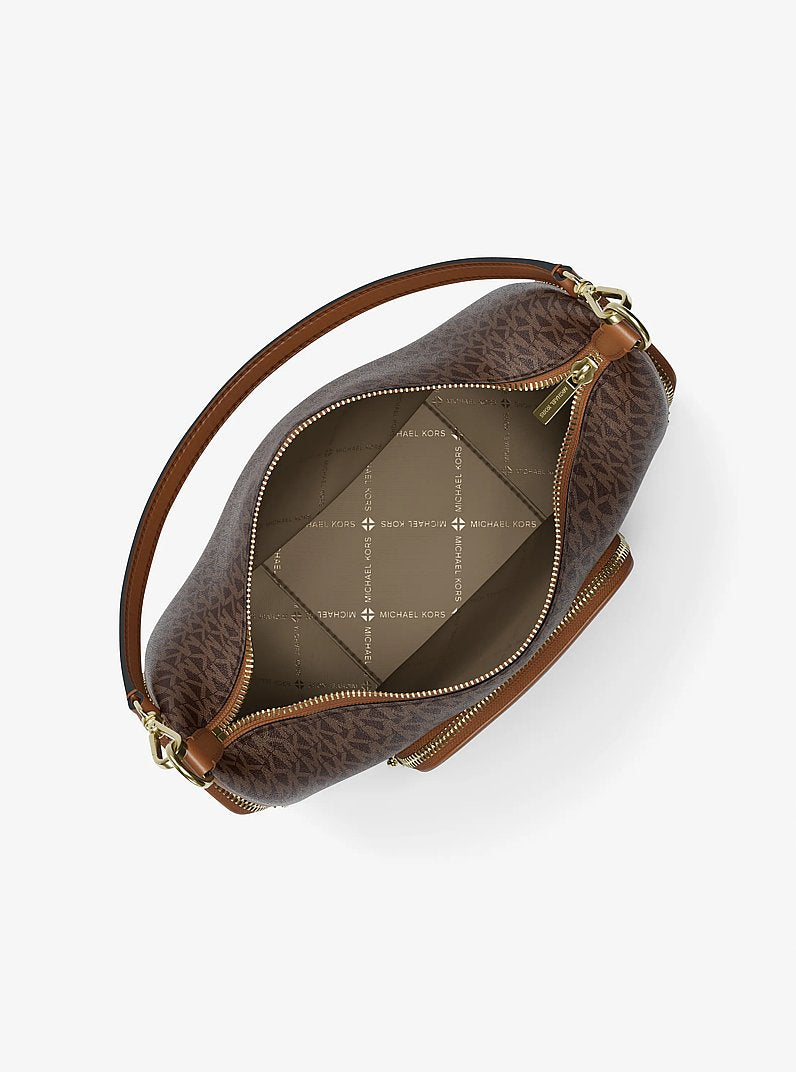 Merritt Medium Signature Logo Convertible Shoulder Bag (BROWN)