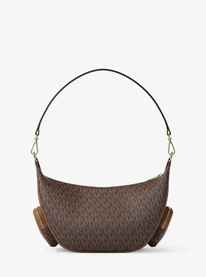 Merritt Medium Signature Logo Convertible Shoulder Bag (BROWN)