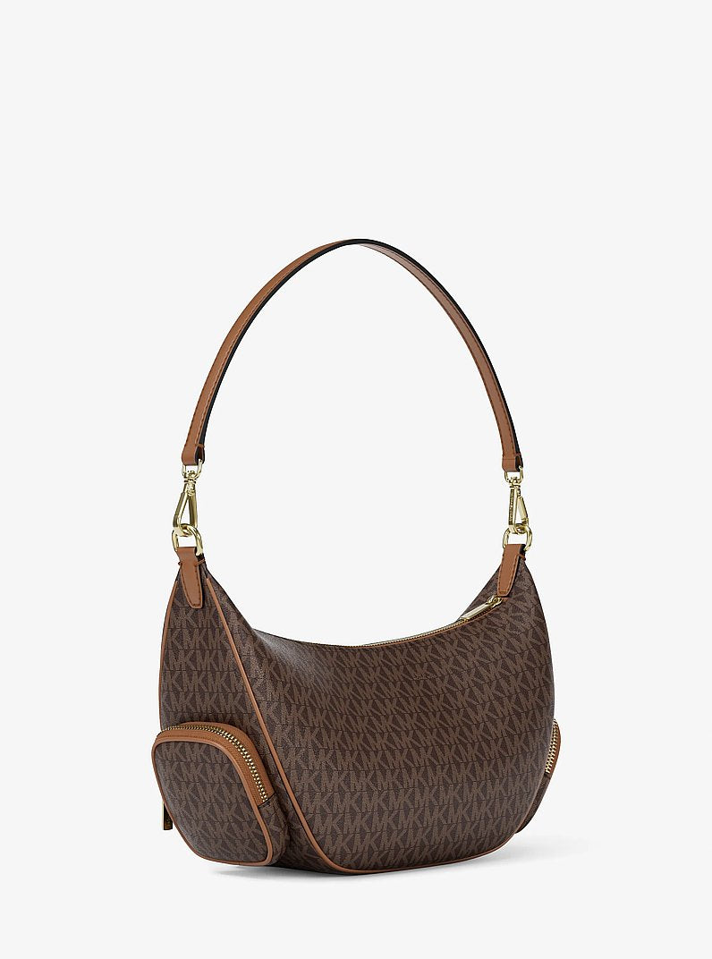 Merritt Medium Signature Logo Convertible Shoulder Bag (BROWN)