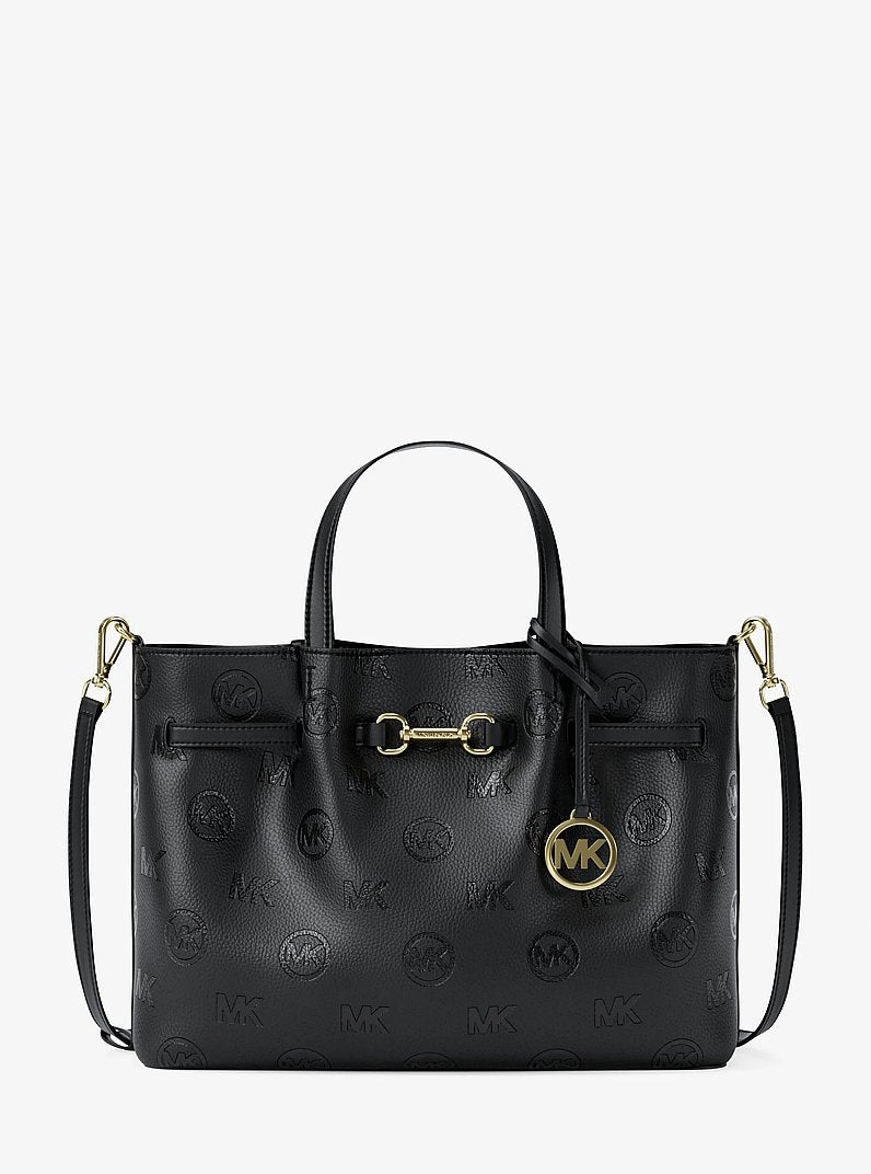 Carson Medium Logo Debossed Satchel (BLACK)