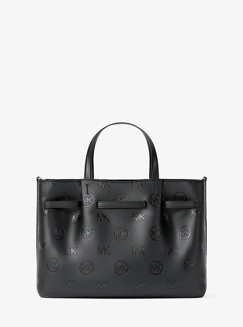 Carson Medium Logo Debossed Satchel (BLACK)