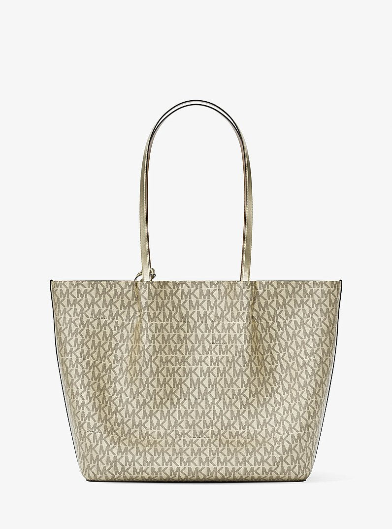 Carson Large Metallic Signature Logo Tote Bag (PALE GOLD)