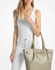 Carson Large Metallic Signature Logo Tote Bag (PALE GOLD)