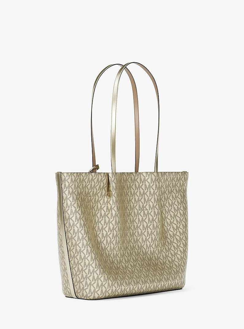 Carson Large Metallic Signature Logo Tote Bag (PALE GOLD)